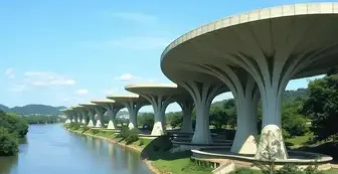 concretagem da obra de Oscar Niemeyer
